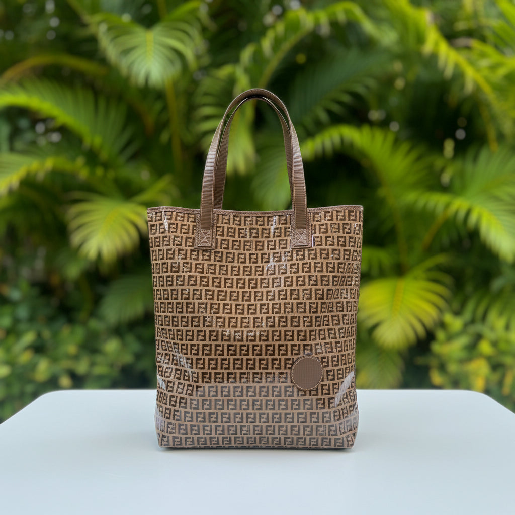 Fendi Vintage Crystal Monogram Coated Canvas Tote