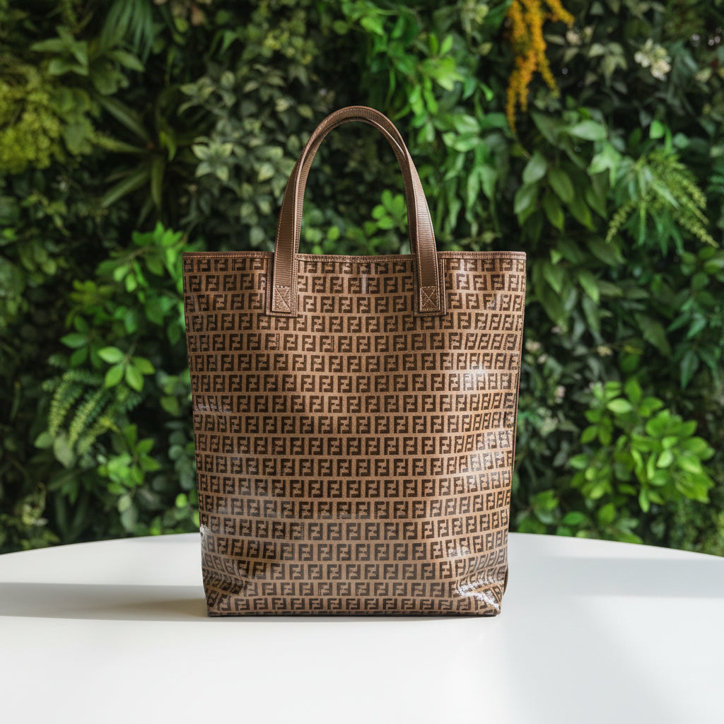 Fendi Vintage Crystal Monogram Coated Canvas Tote