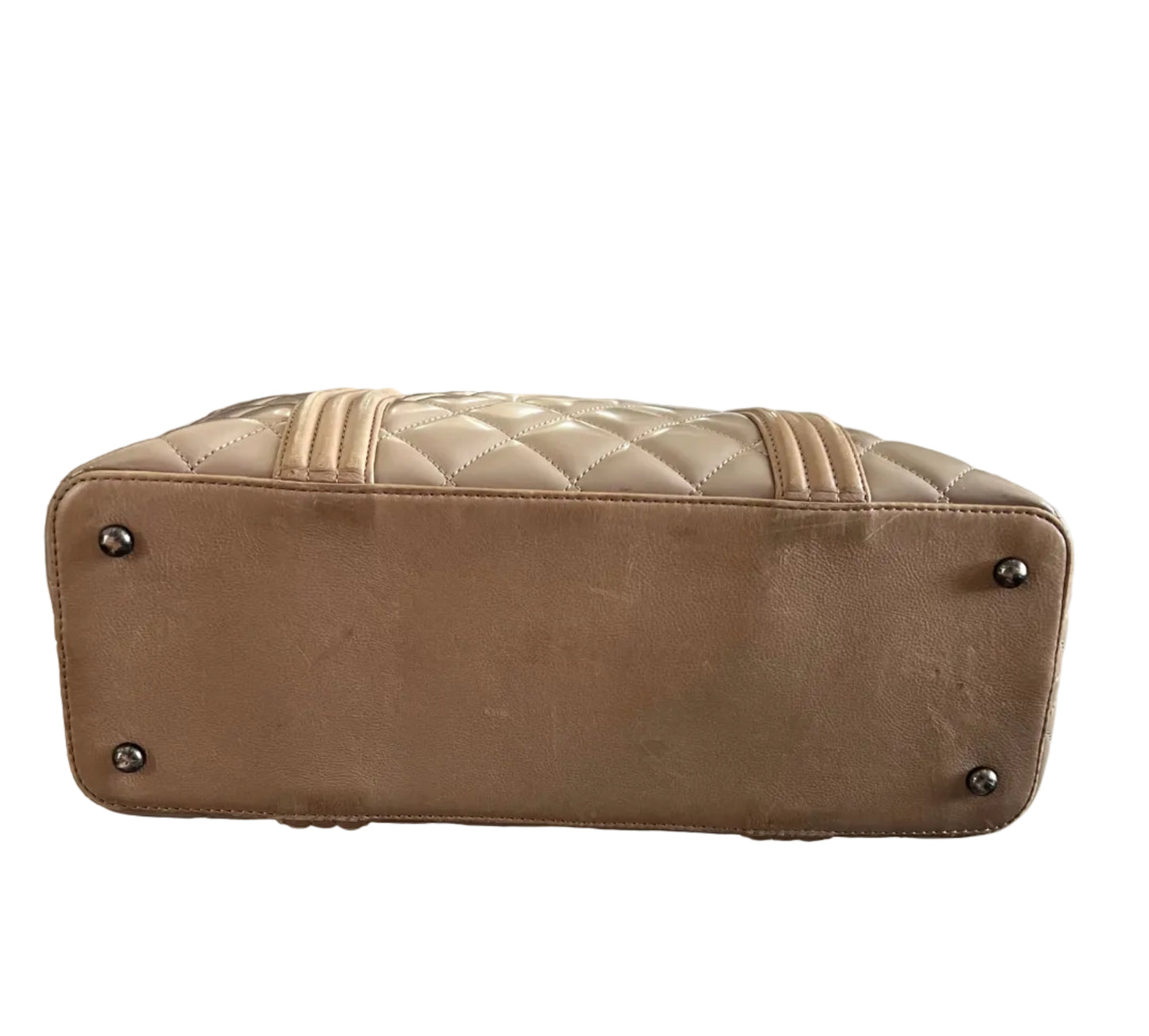 Chanel Beige Quilted Boy Tote Aged Glazed Calfskin