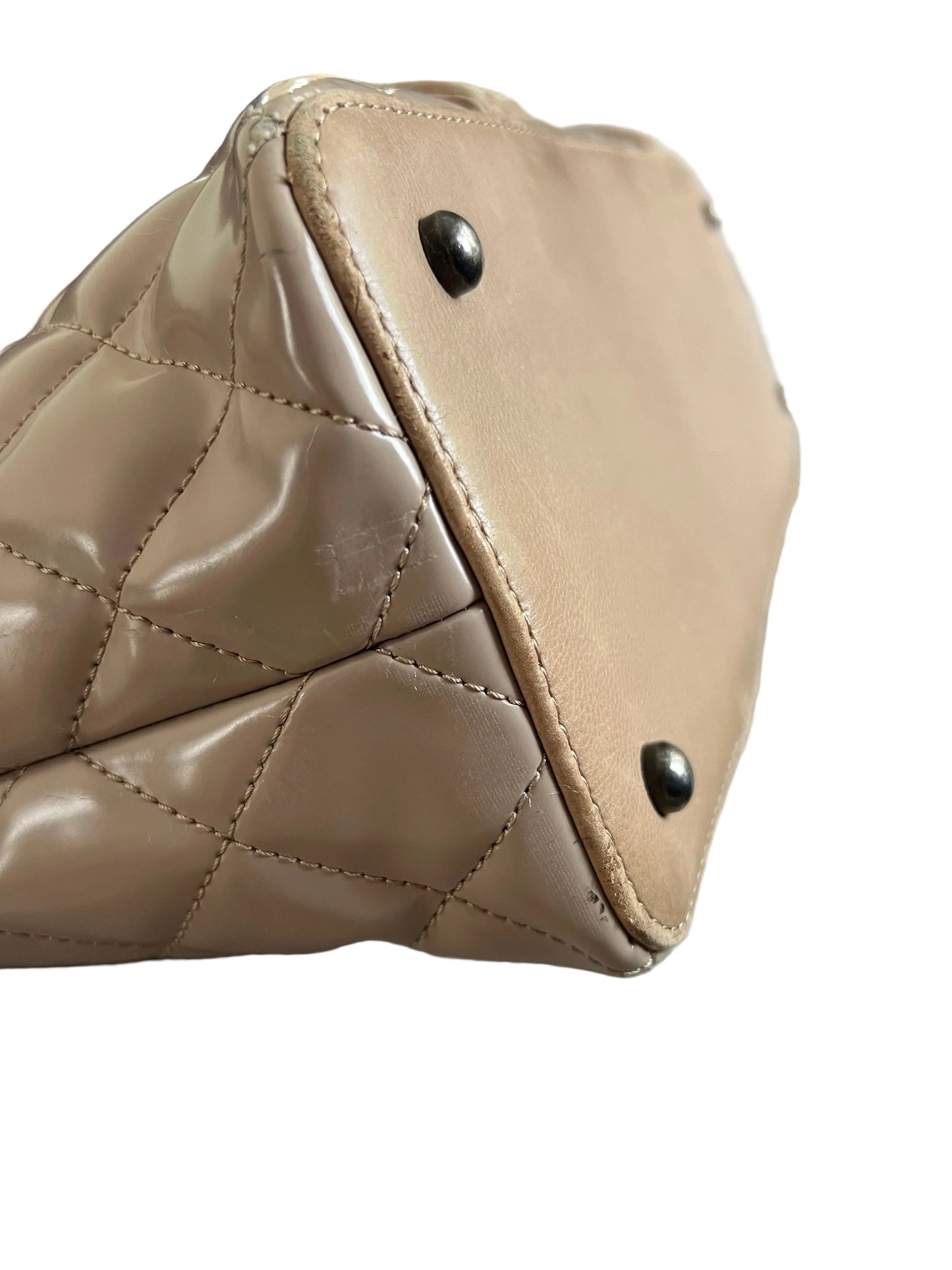 Chanel Beige Quilted Boy Tote Aged Glazed Calfskin