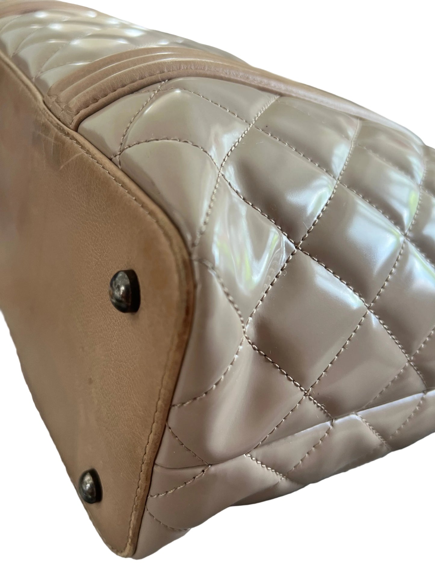 Chanel Beige Quilted Boy Tote Aged Glazed Calfskin