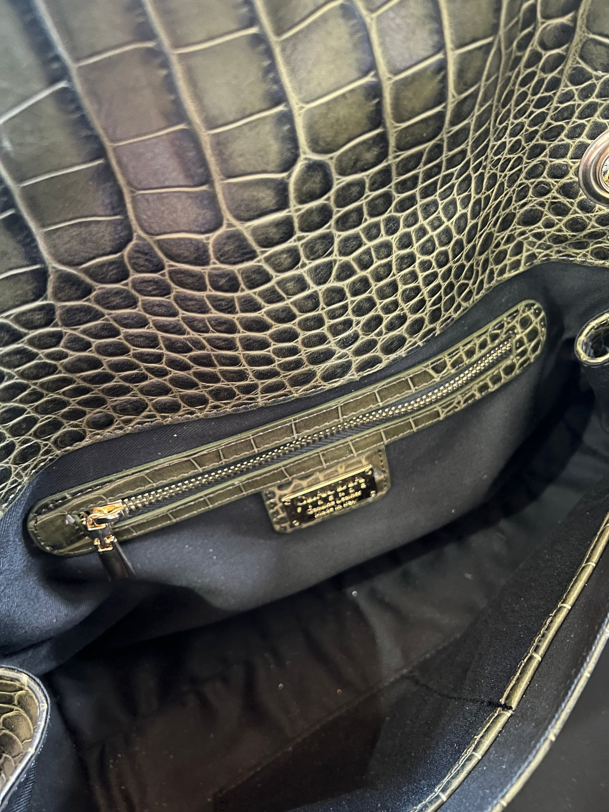 Claudia Leather Croc Embossed Flap Bag
