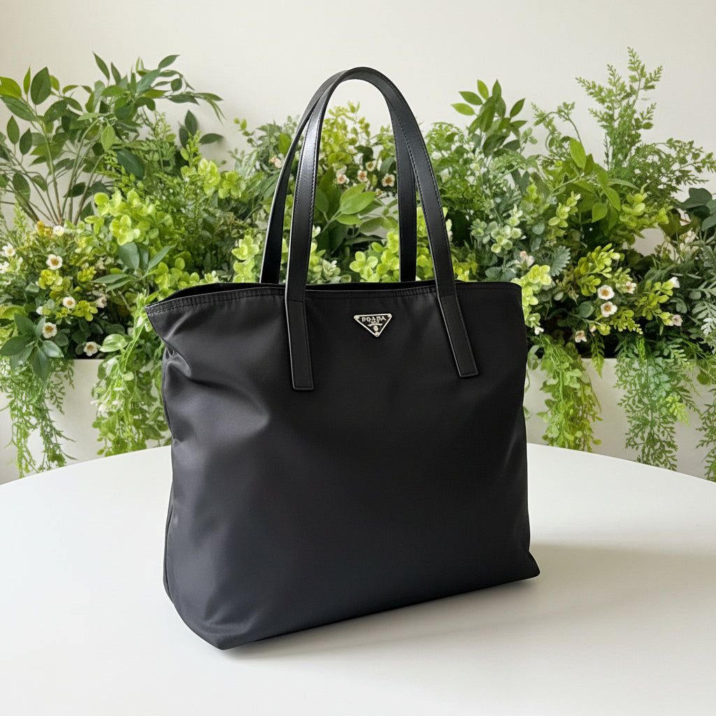 Prada Black Nylon Zipper Tote Large