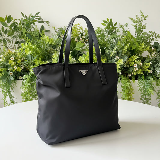 Prada Black Nylon Zipper Tote Large