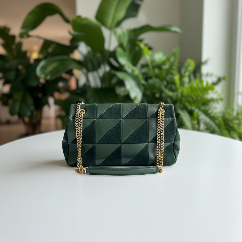 Saint Laurent Green Suede & Leather Jamie Bag Medium