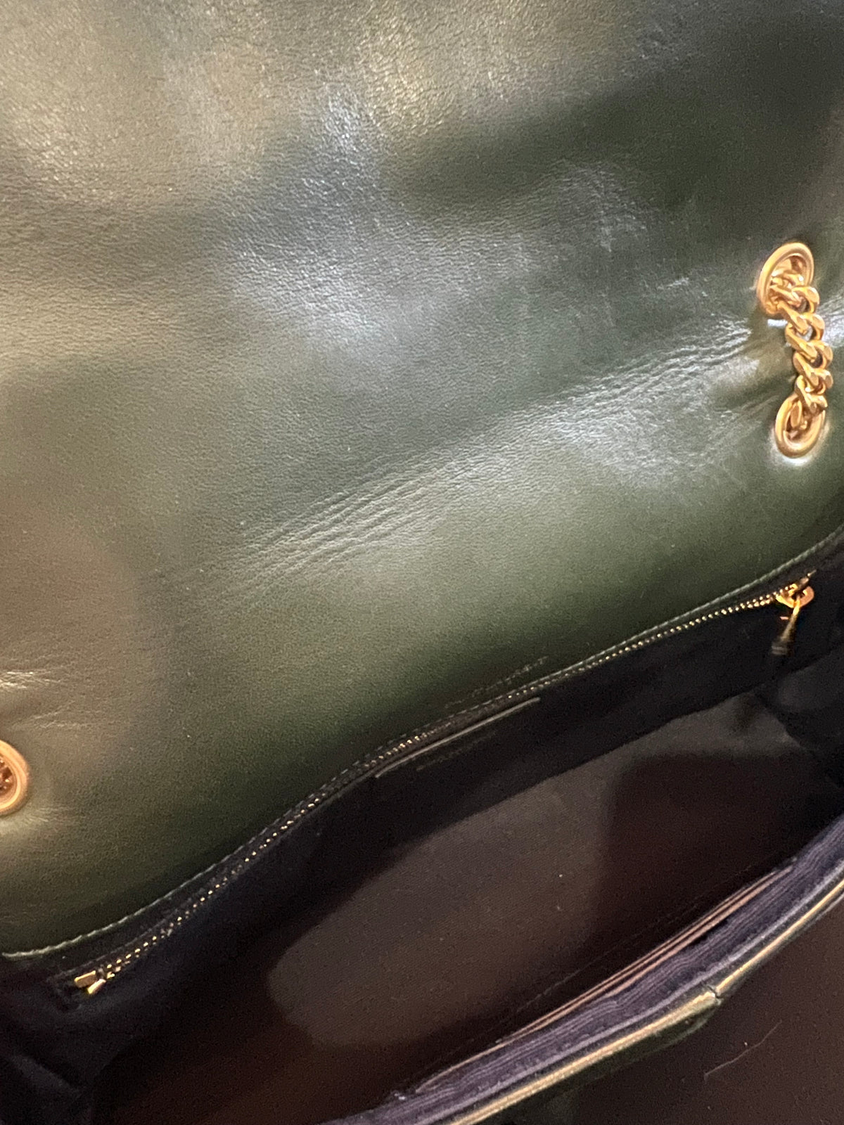 Saint Laurent Green Suede & Leather Jamie Bag Medium
