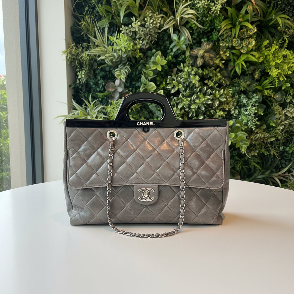 Chanel Gray Calfskin Delivery Tote