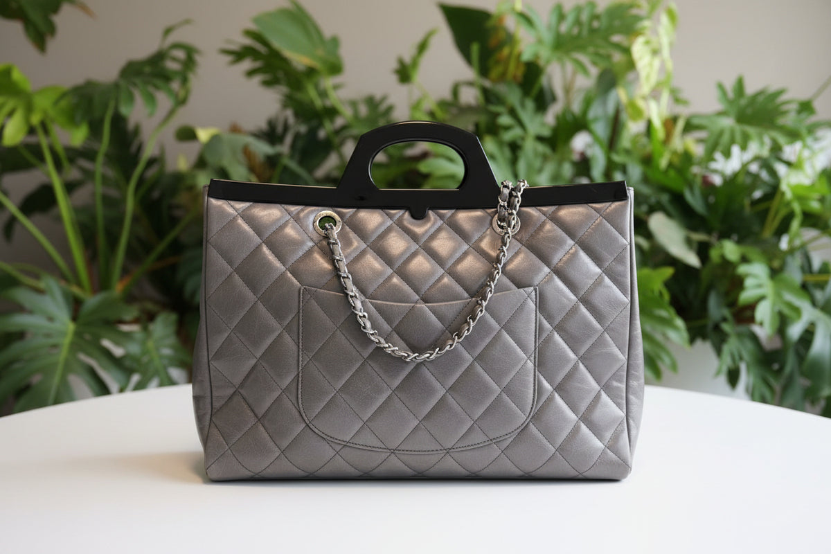 Chanel Gray Calfskin Delivery Tote