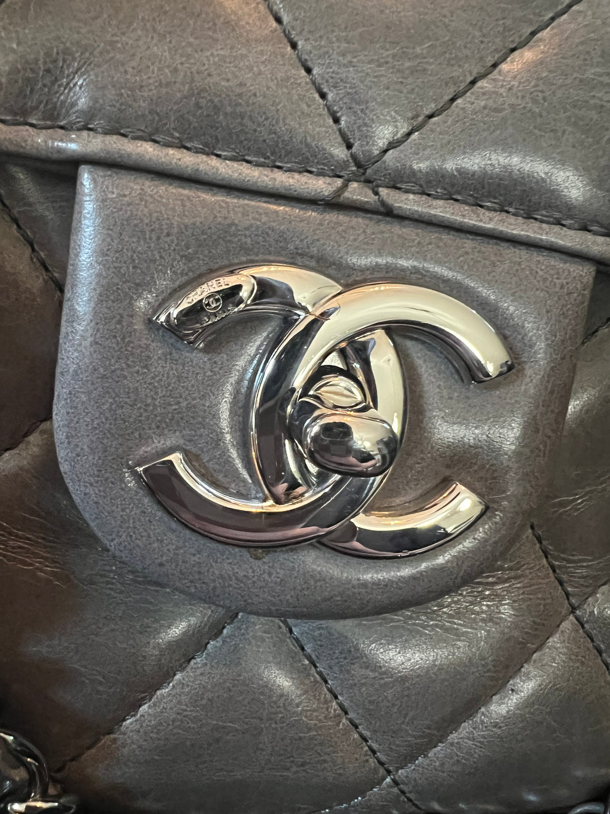 Chanel Gray Calfskin Delivery Tote