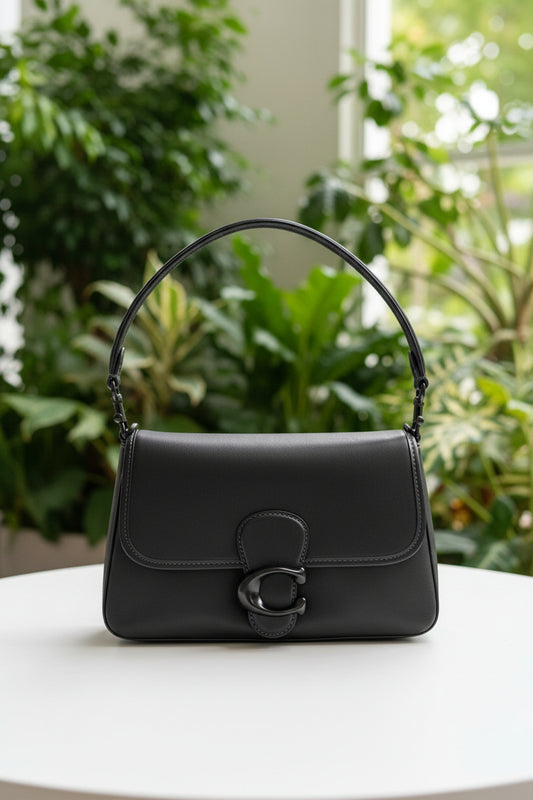 Coach Black Leather Soft Tabby