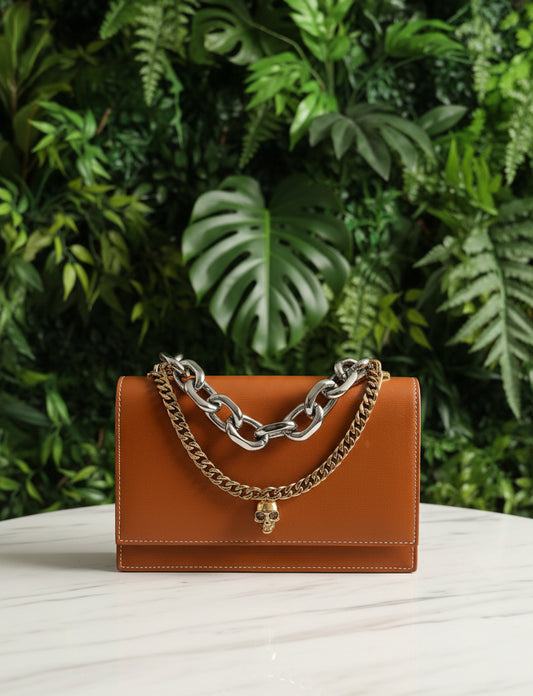 Alexander McQueen Brown Skull Mini Shoulder Bag
