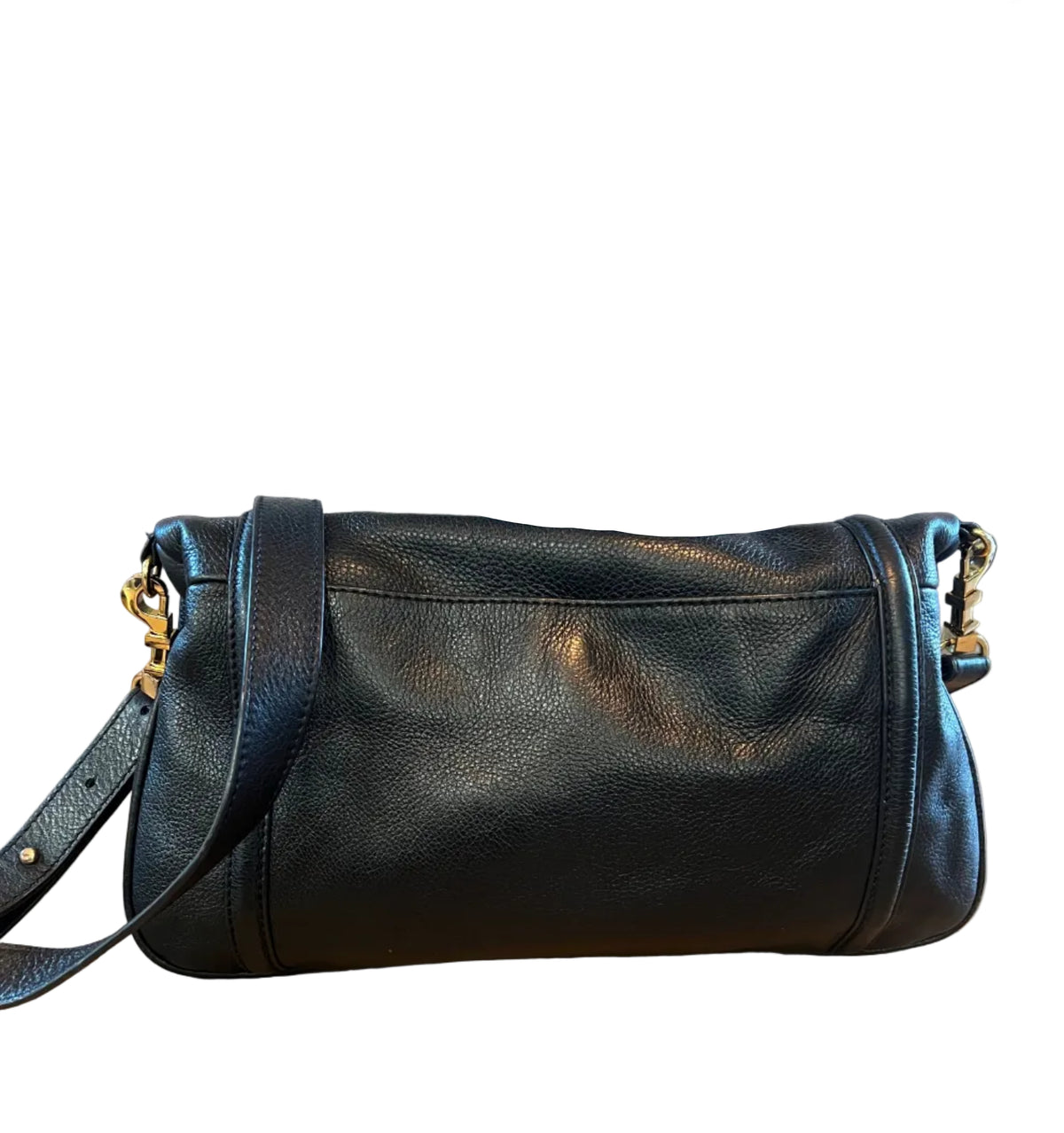 Tory Burch Black Pebbled Leather Foldover Crossbody