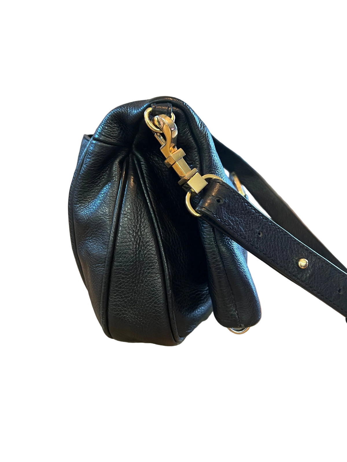Tory Burch Black Pebbled Leather Foldover Crossbody