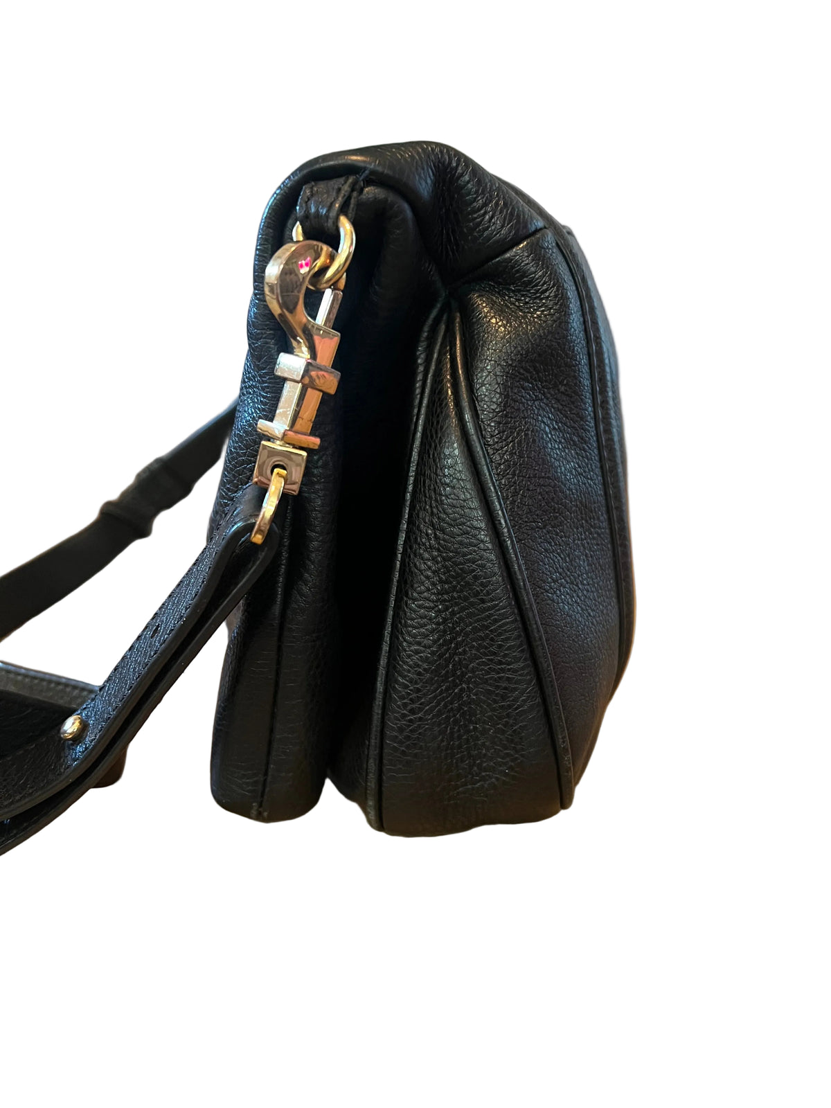 Tory Burch Black Pebbled Leather Foldover Crossbody