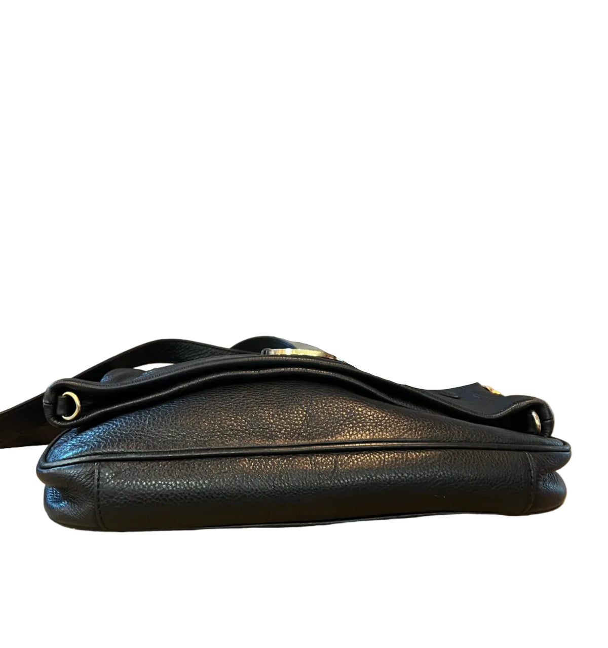 Tory Burch Black Pebbled Leather Foldover Crossbody