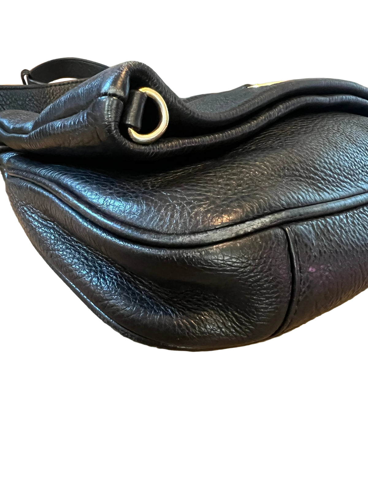 Tory Burch Black Pebbled Leather Foldover Crossbody
