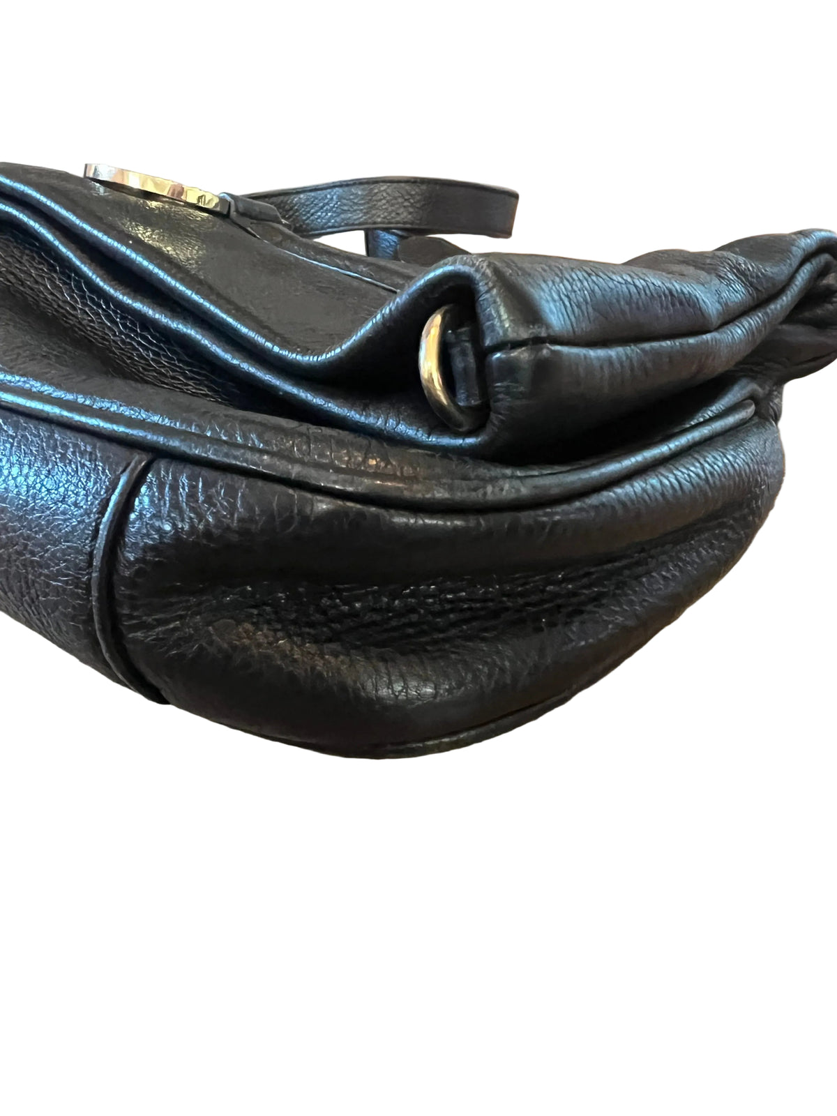 Tory Burch Black Pebbled Leather Foldover Crossbody