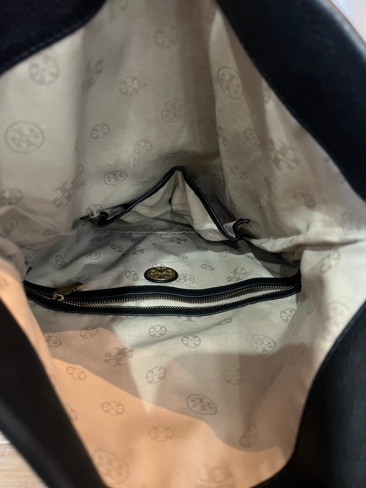 Tory Burch Black Pebbled Leather Foldover Crossbody