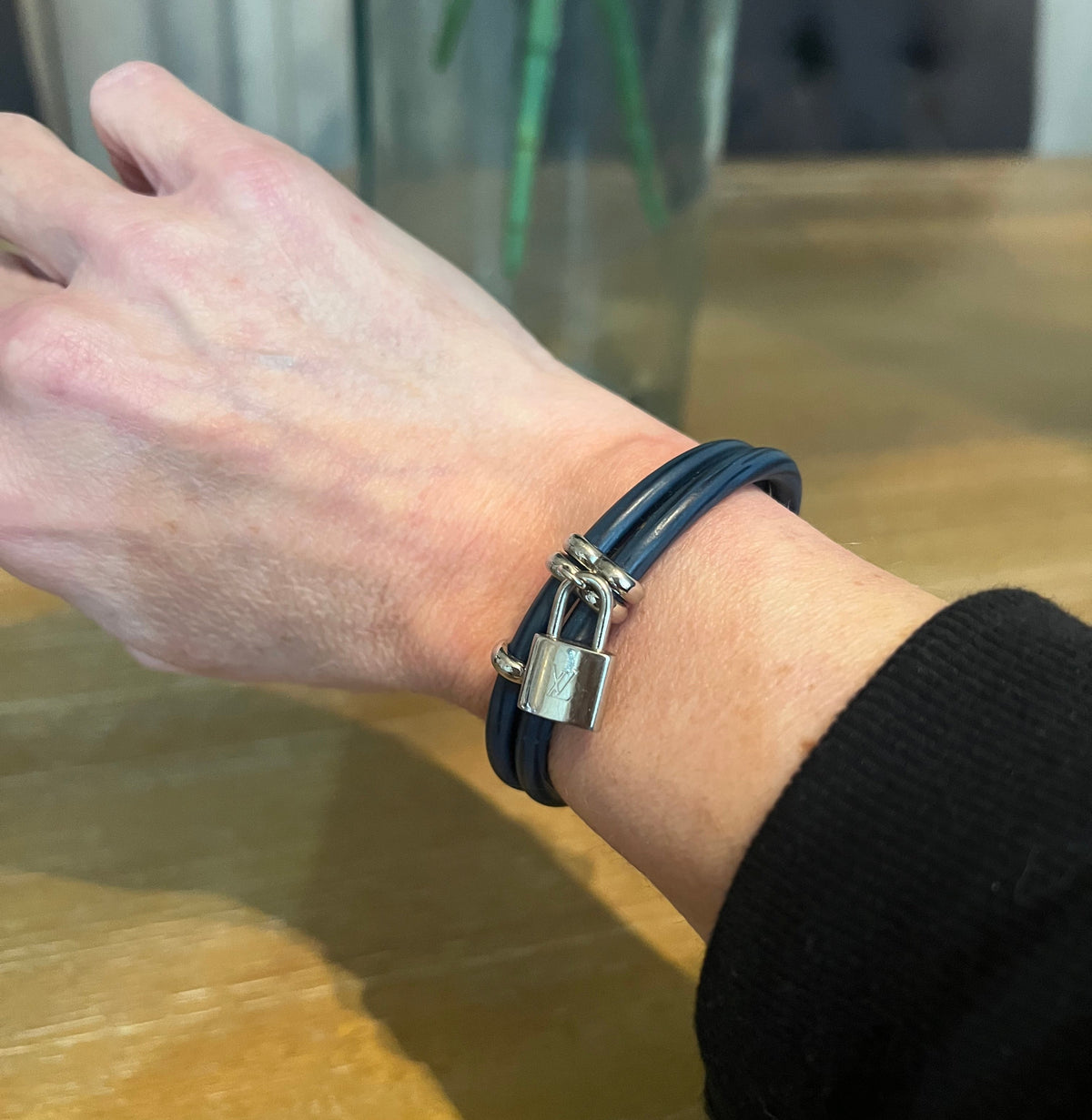 Louis Vuitton Keep It Twice Leather Lock Bracelet