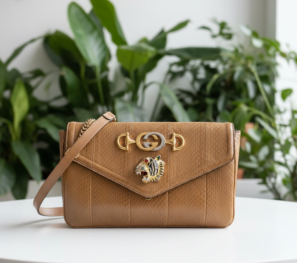 Gucci Snakeskin Rajah Medium Shoulder Bag