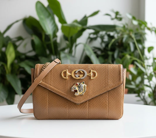 Gucci Snakeskin Rajah Medium Shoulder Bag