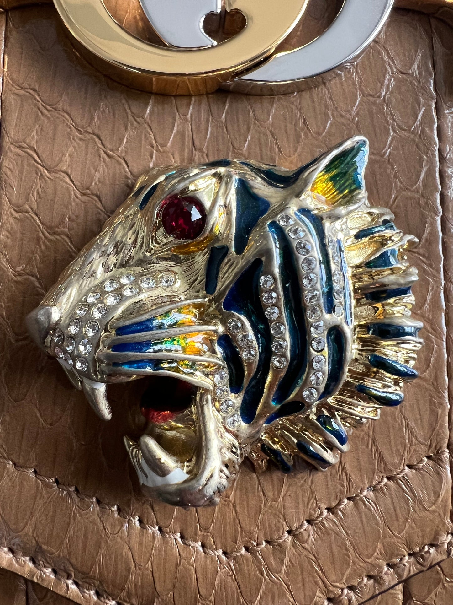 Gucci Snakeskin Rajah Medium Shoulder Bag