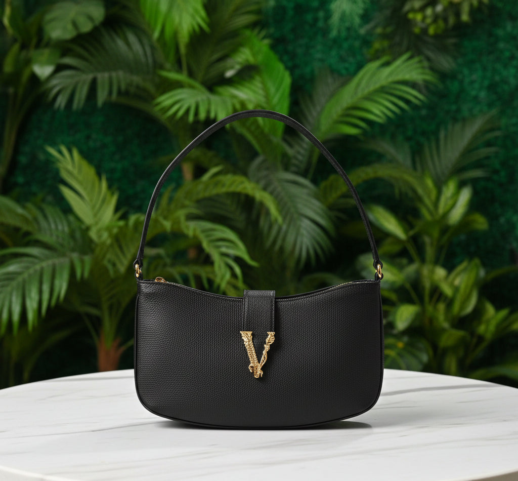 Versace Black Virtus Shoulder Bag