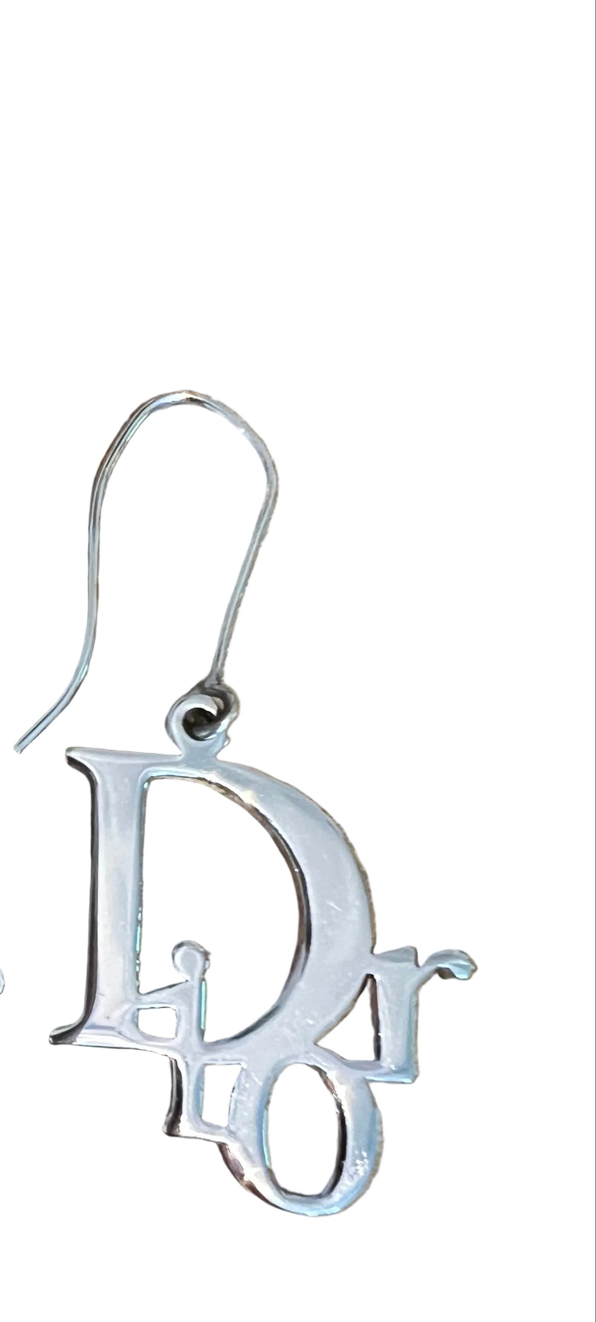 Dior Silver Dangle Name Earrings