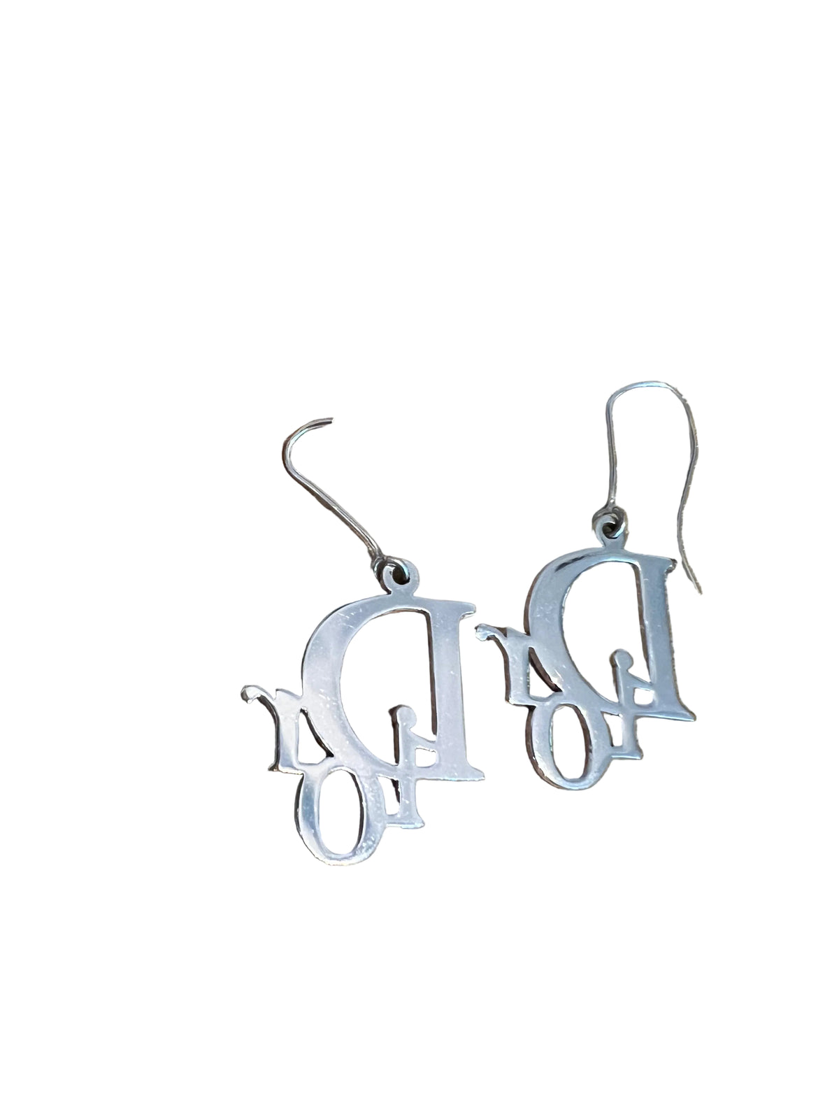 Dior Silver Dangle Name Earrings