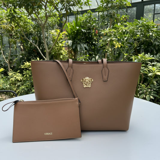 Versace Brown Medusa Tote w/ Pochette