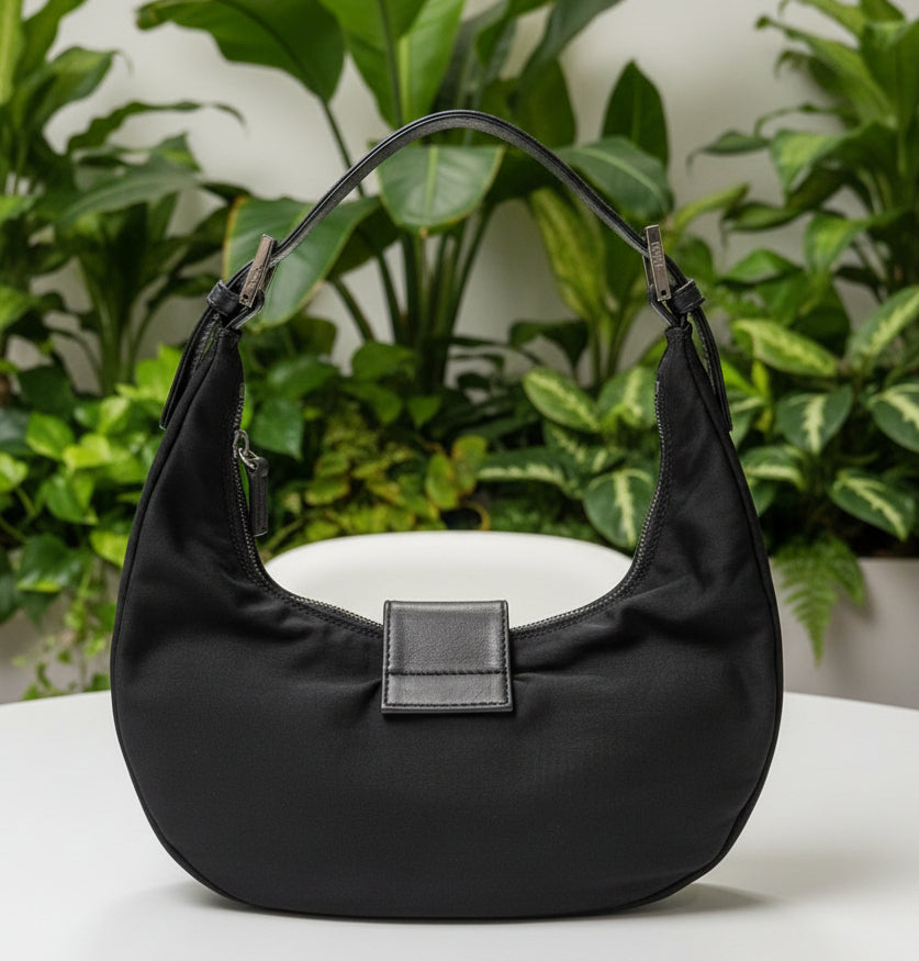 Fendi Black Neoprene Half Moon Shoulder Bag
