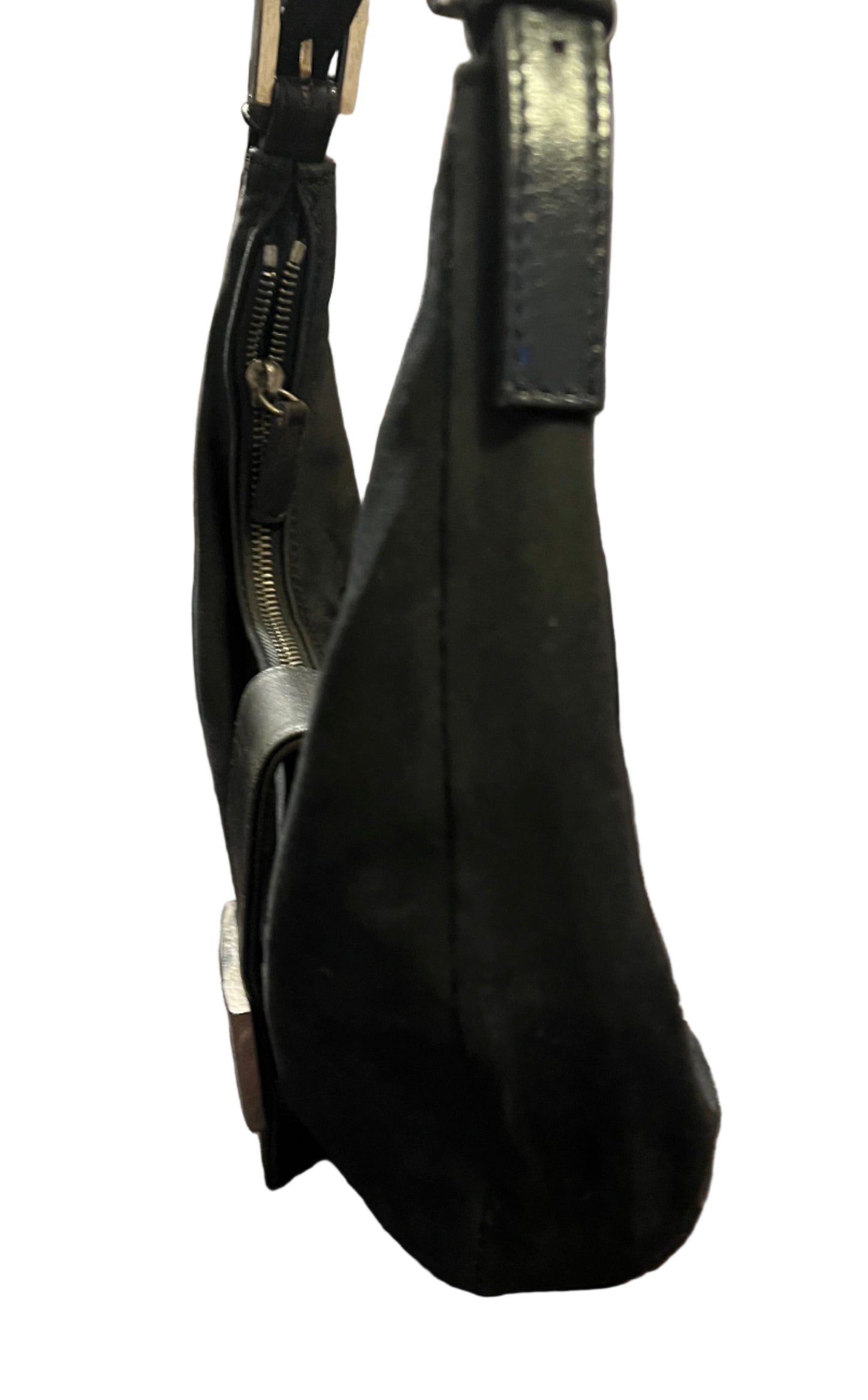 Fendi Black Neoprene Half Moon Shoulder Bag