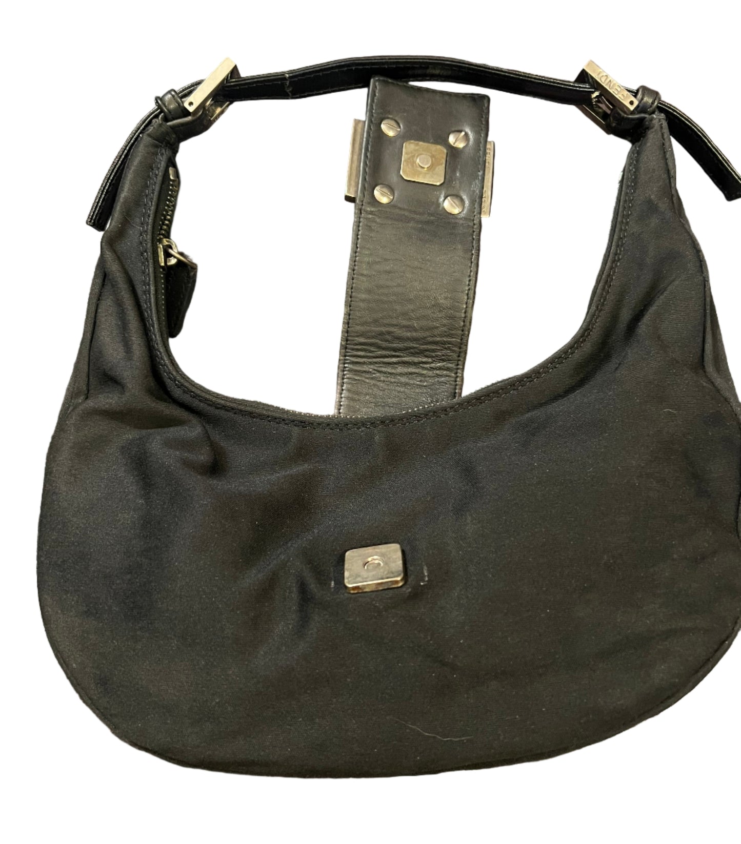 Fendi Black Neoprene Half Moon Shoulder Bag