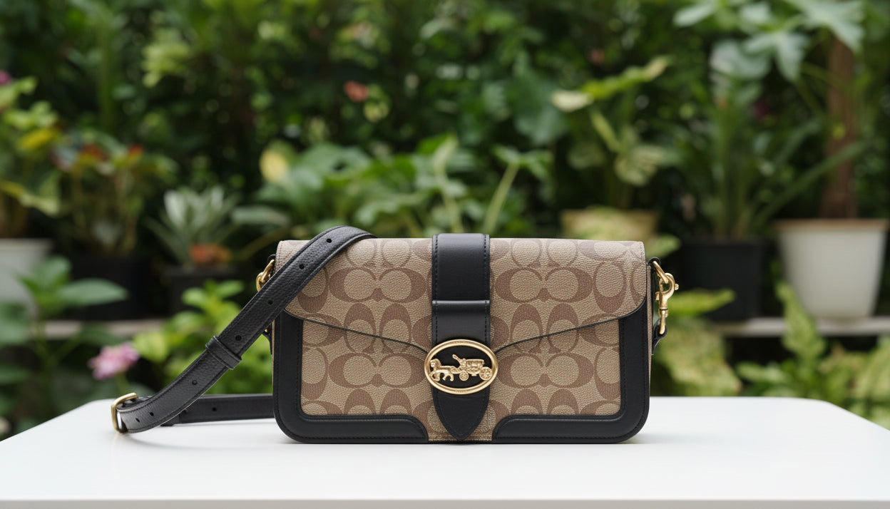 Coach Signature Canvas & Snakeskin Georgia Bag