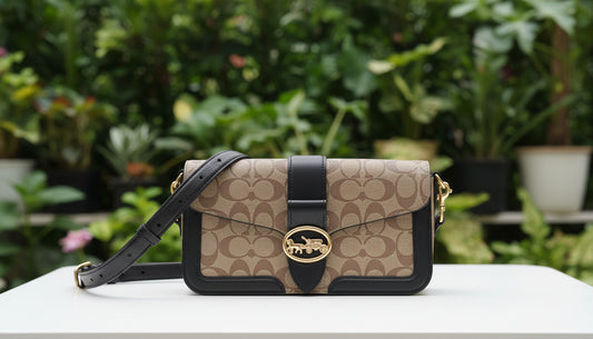 Coach Signature Canvas & Snakeskin Georgia Bag