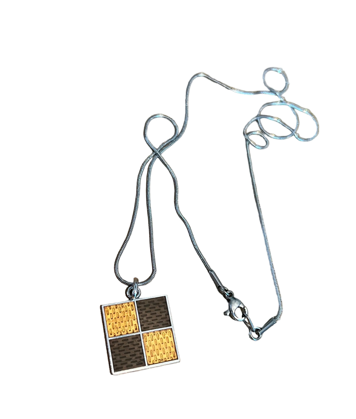 Louis Vuitton Vintage Sterling Damier Pendant Necklace