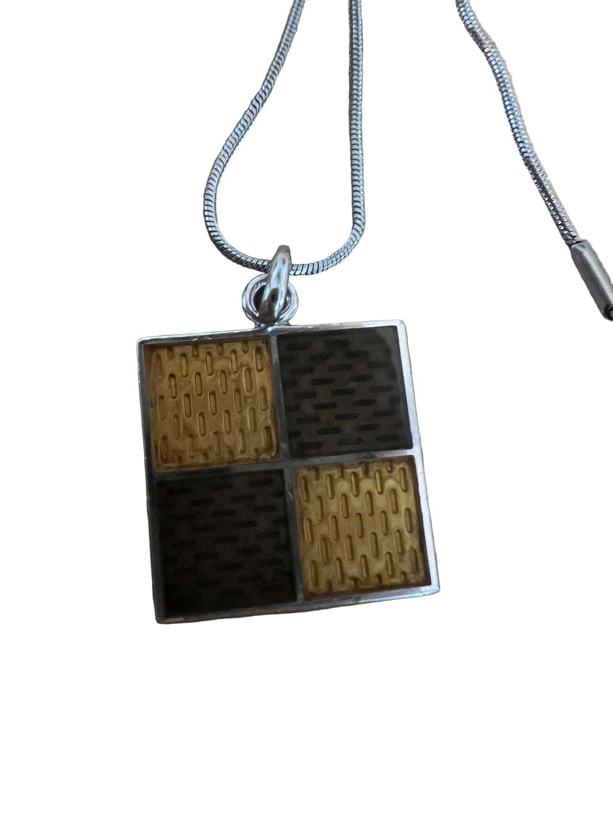 Louis Vuitton Vintage Sterling Damier Pendant Necklace