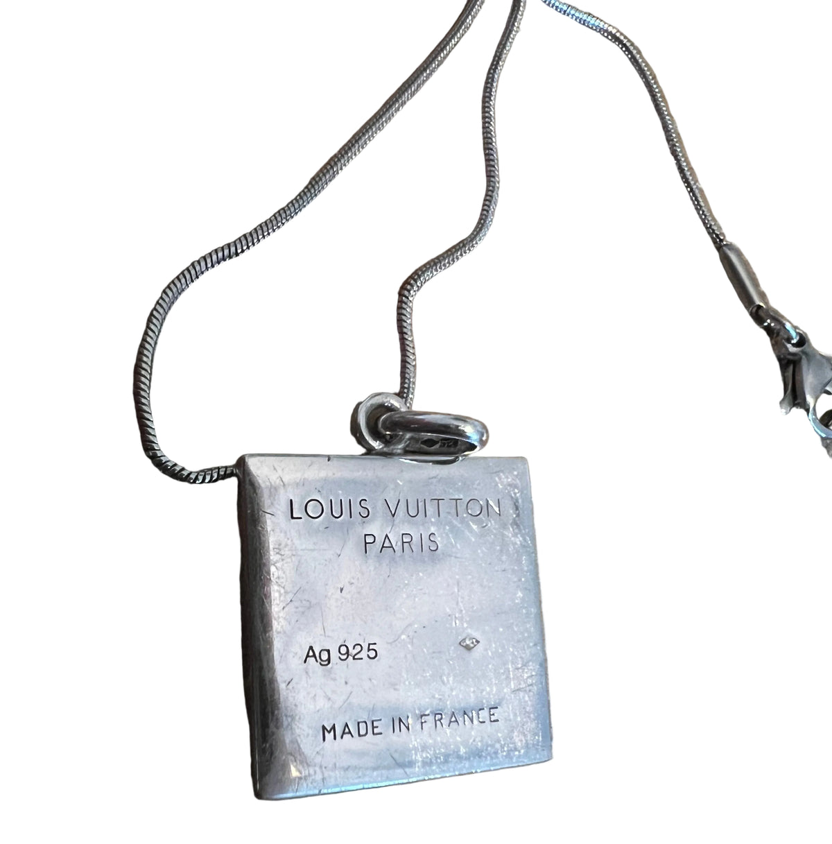 Louis Vuitton Vintage Sterling Damier Pendant Necklace