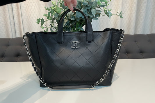 Chanel Black Caviar Skin Soft Neo Tote