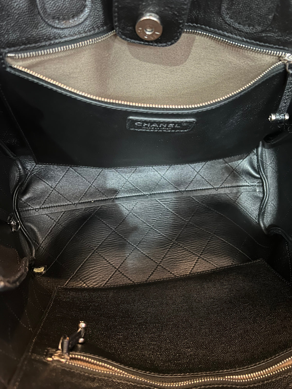 Chanel Black Caviar Skin Soft Neo Tote
