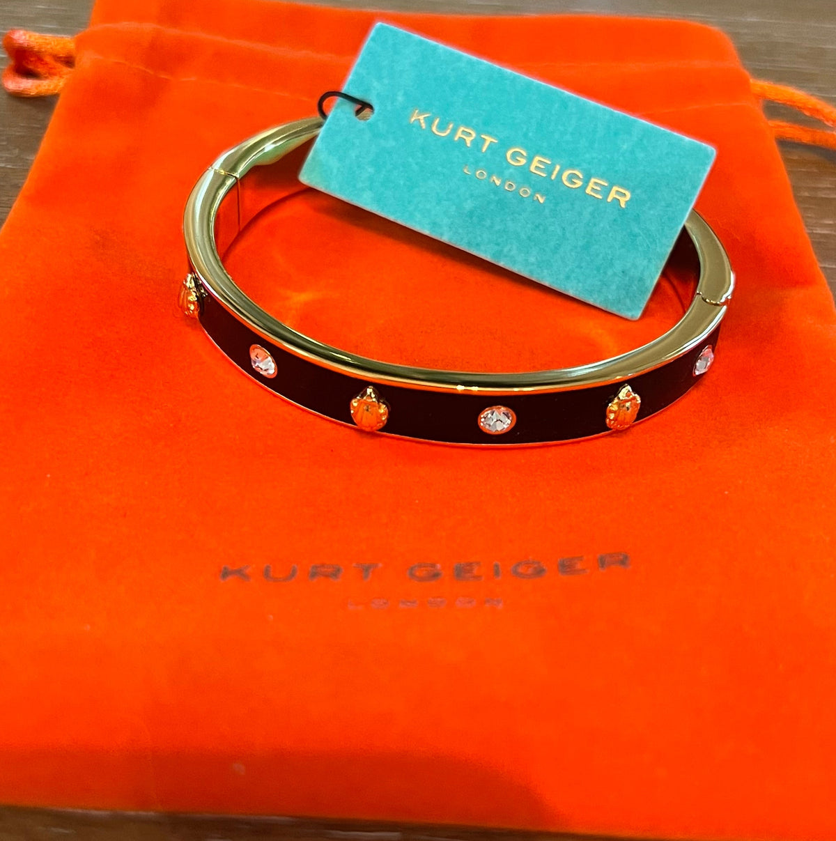 Kurt Geiger Black Gold Bangle