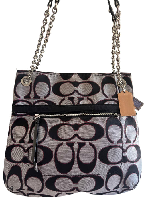 Coach Poppy Metallic Signature Slim Tote