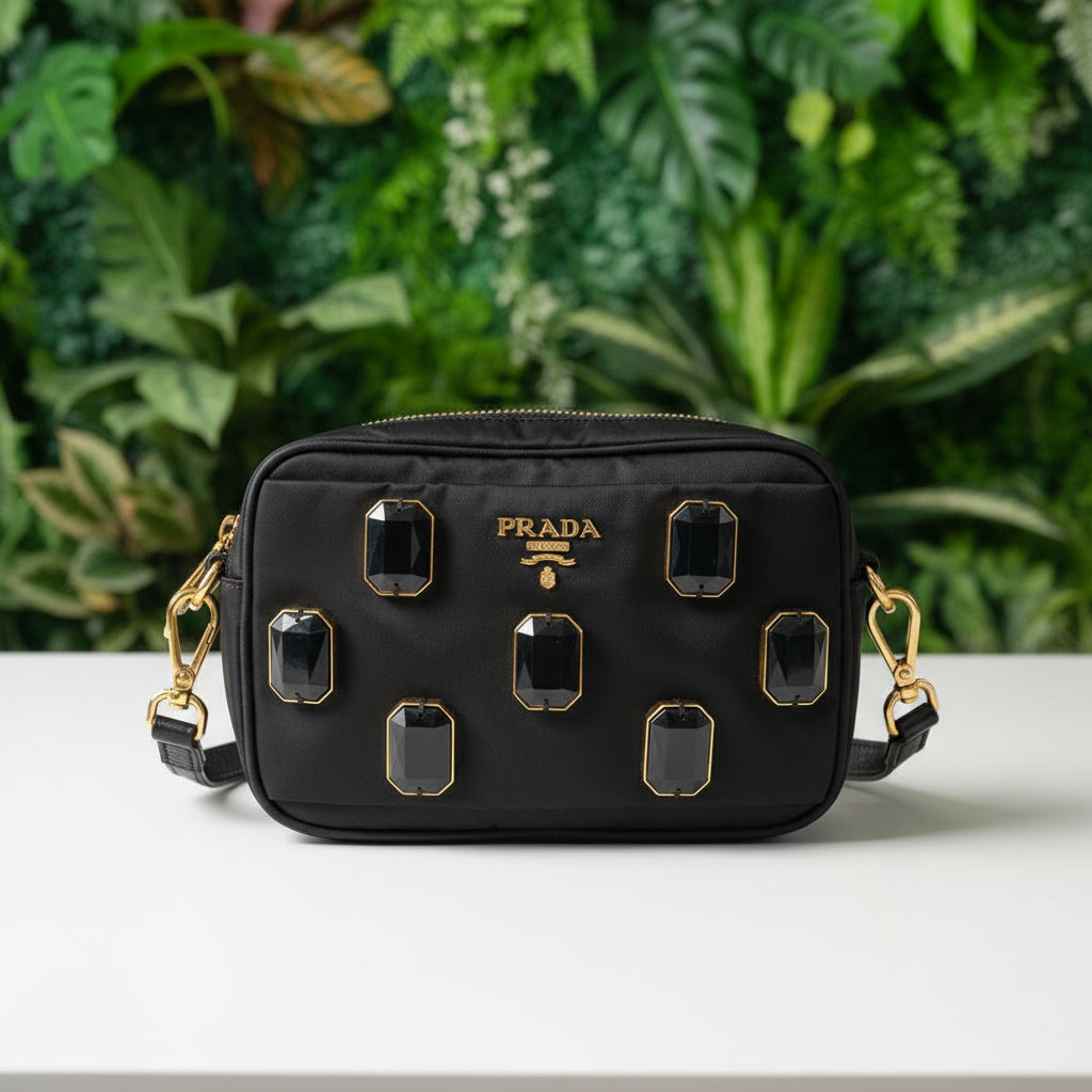 Prada Nylon Jeweled Pietre Crossbody