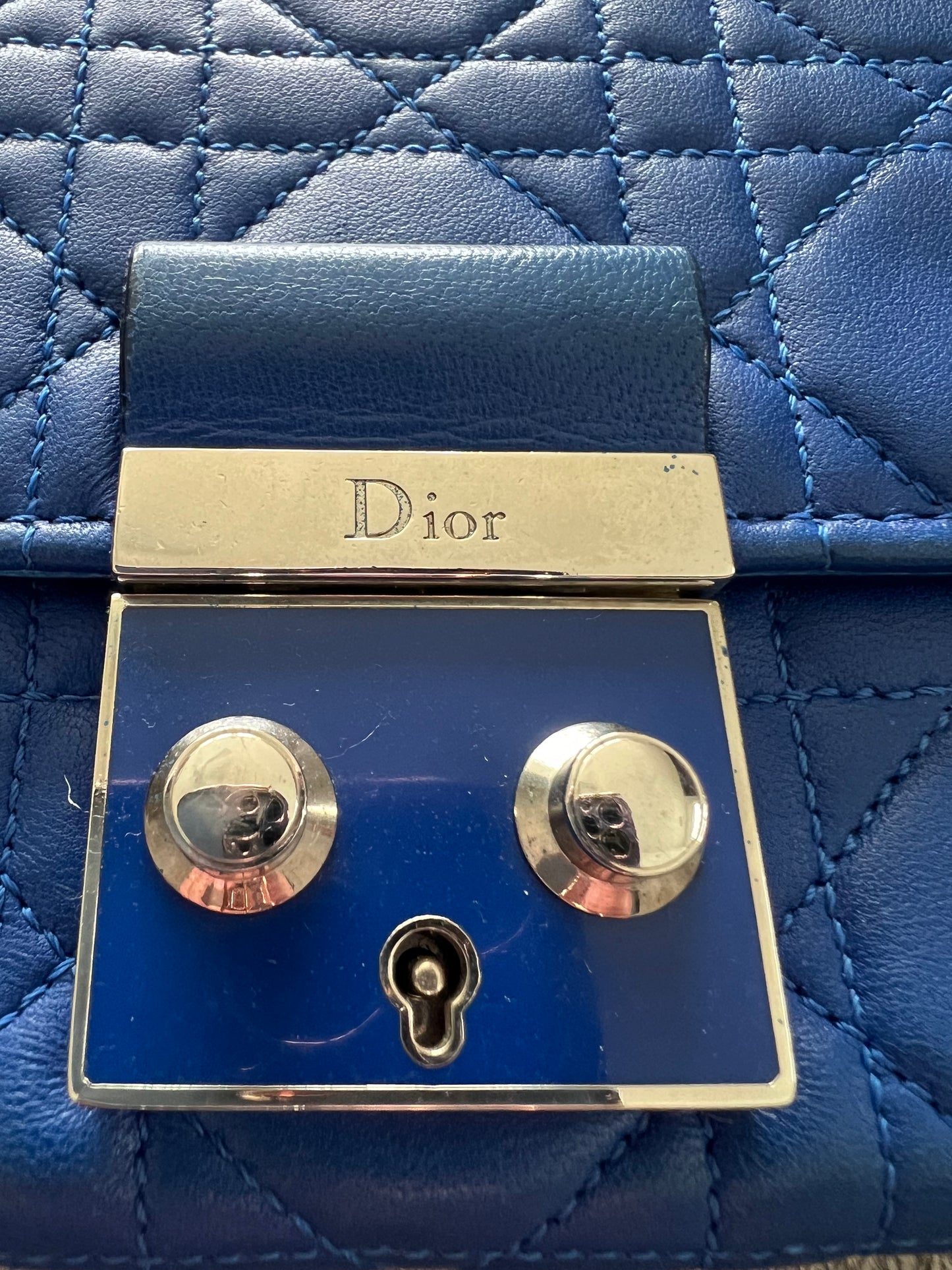 Dior Blue Cannage Wallet on Chain