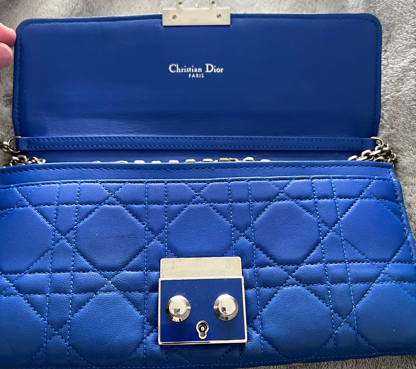 Dior Blue Cannage Wallet on Chain