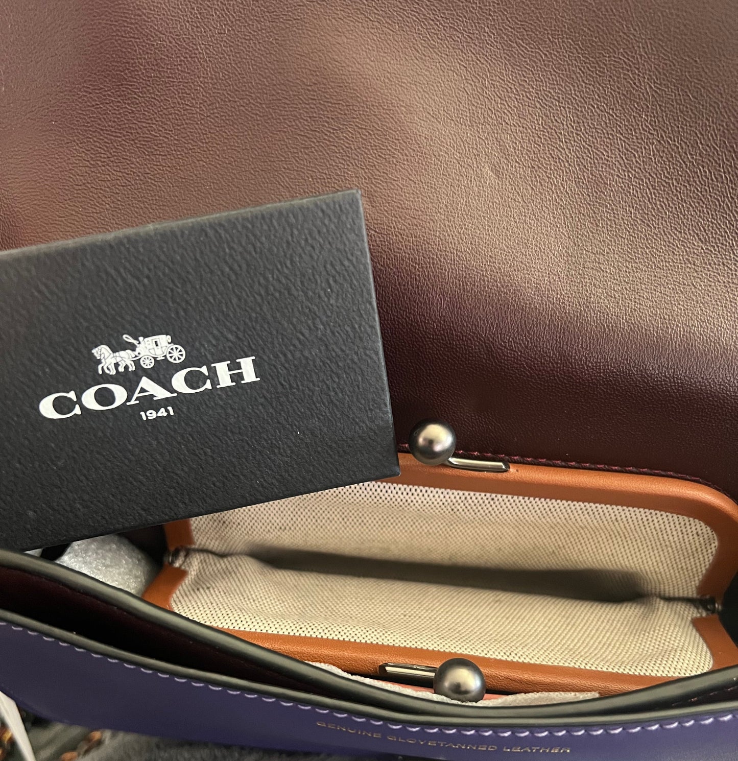 Coach Leather Colorblock Purple Dkny - Rare