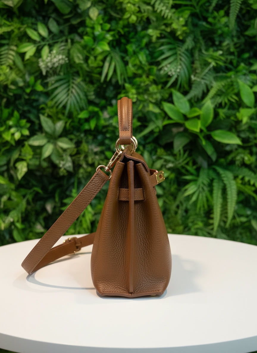 Genuine Leather Brown Crossbody