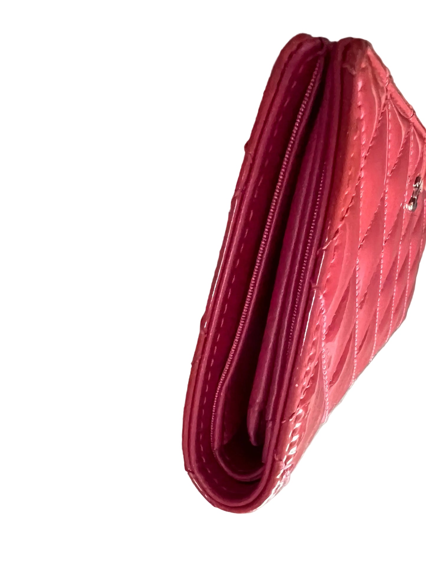 Chanel Pink Quilted Patent Leather Wallet