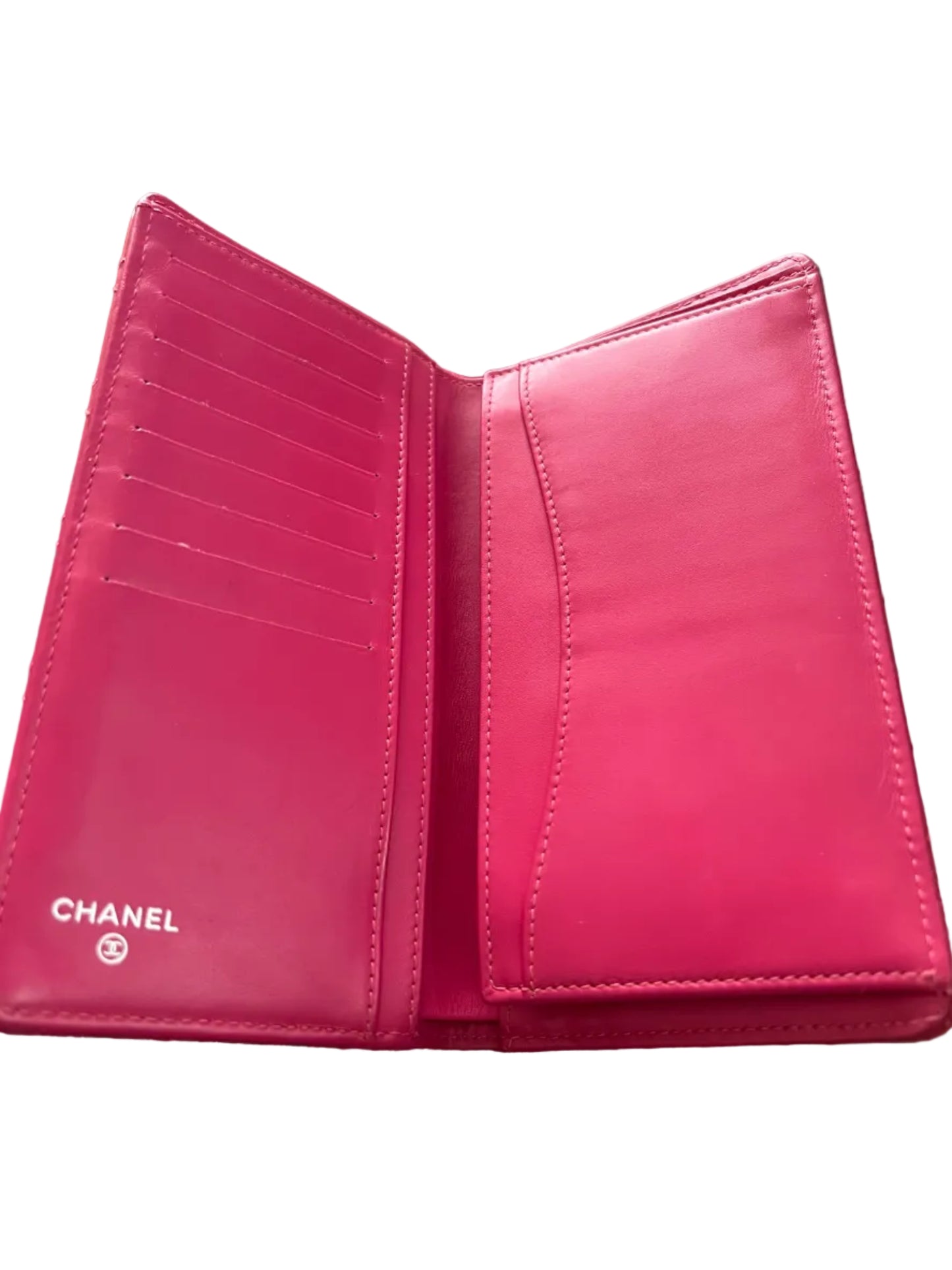 Chanel Pink Quilted Patent Leather Wallet