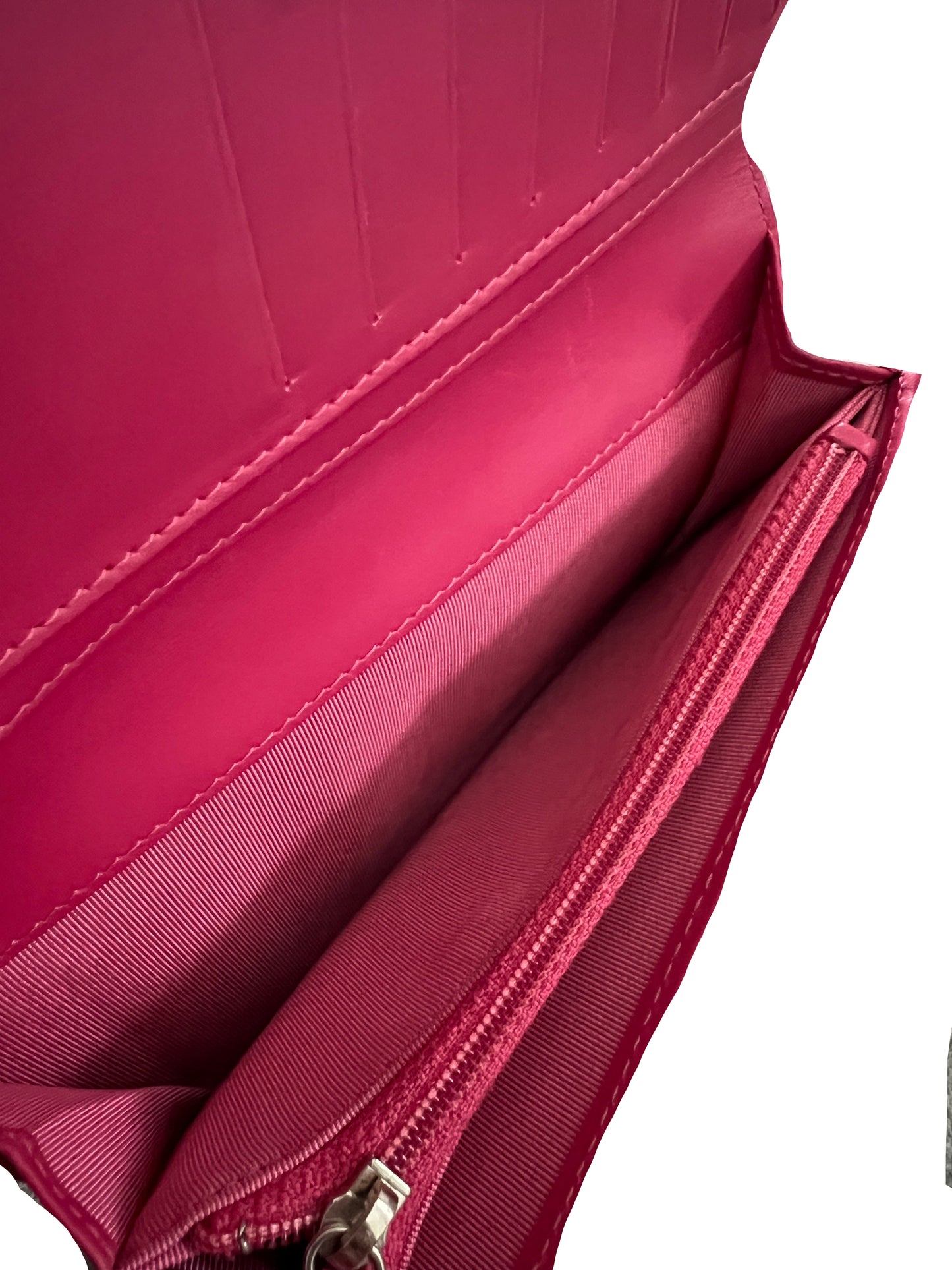 Chanel Pink Quilted Patent Leather Wallet
